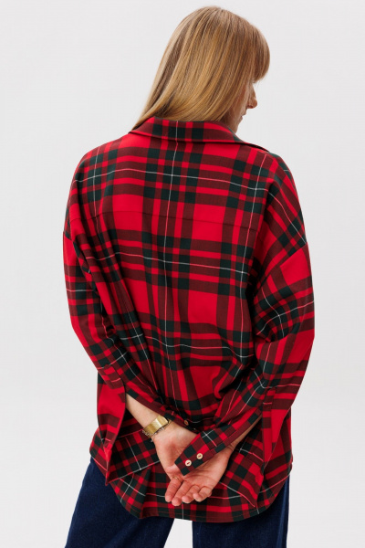 Рубашка прямого силуэта с объемом из шерстяной ткани FAMA 24059 клетка - фото 13