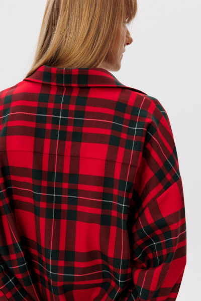 Рубашка прямого силуэта с объемом из шерстяной ткани FAMA 24059 клетка - фото 11