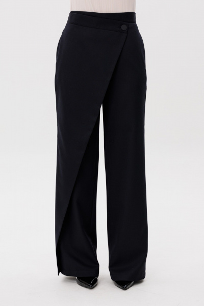Брюки на запах с расклешением из костюмной ткани FAMA 24060 чёрный - фото 2
