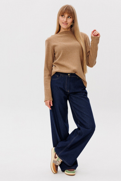 Джинсы широкие прямого силуэта с посадкой на талии FAMA 24061 синий - фото 11