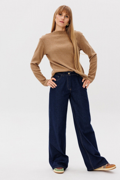 Джинсы широкие прямого силуэта с посадкой на талии FAMA 24061 синий - фото 10