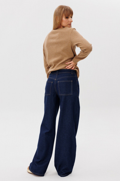 Джинсы широкие прямого силуэта с посадкой на талии FAMA 24061 синий - фото 8
