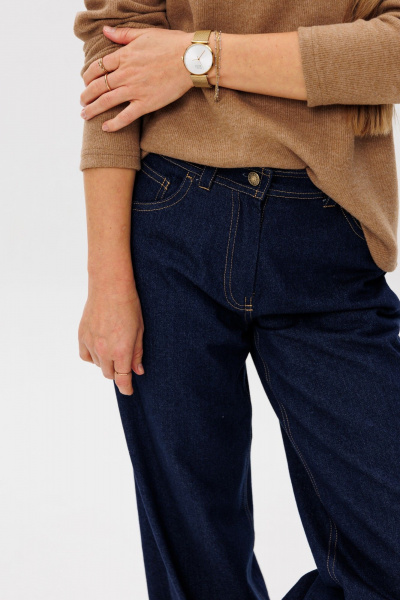 Джинсы широкие прямого силуэта с посадкой на талии FAMA 24061 синий - фото 3