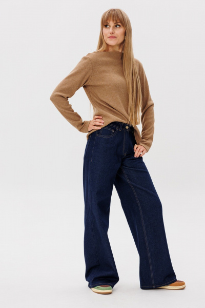 Джинсы широкие прямого силуэта с посадкой на талии FAMA 24061 синий - фото 2