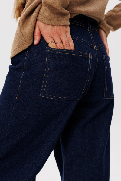 Джинсы широкие прямого силуэта с посадкой на талии FAMA 24061 синий - фото 4