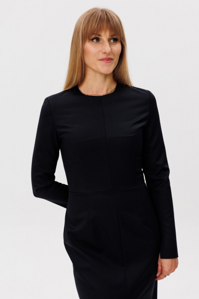 Демисезонное черное платье в пол прилегающего силуэта с разрезом FAMA 24065-1 чёрный - фото 11