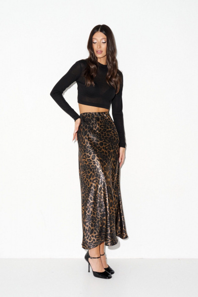 Юбка из струящегося полотна с леопардовым принтом ANNETE A1374 - фото 4