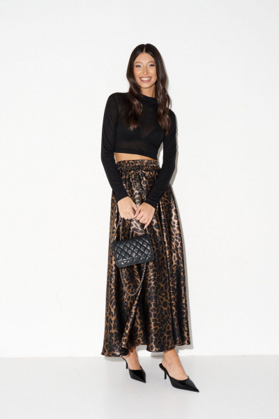 Юбка свободного кроя с леопардовым принтом и сборками ANNETE A1375 - фото 8