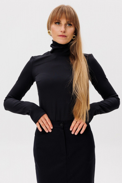 Демисезонная черная юбка макси с высоким разрезом и прямым кроем FAMA 24072 чёрный - фото 5