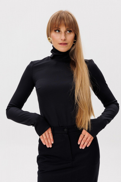 Демисезонная черная юбка макси с высоким разрезом и прямым кроем FAMA 24072 чёрный - фото 3