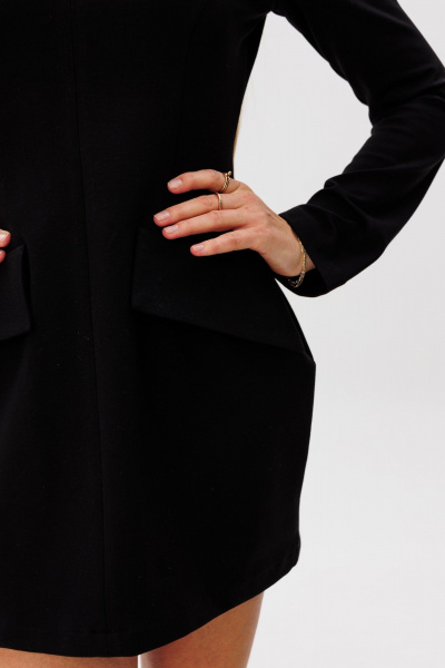 Платье приталенное с пышной юбкой и длинным рукавом FAMA 24073-1 чёрный - фото 4