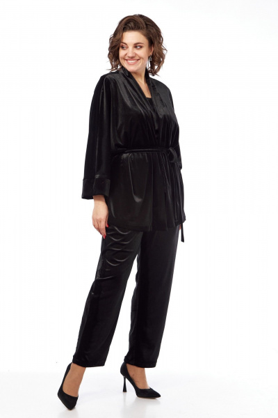 Черный костюм 2-ка из бархата с пайетками для наряда Диомант 2028 черный - фото 7