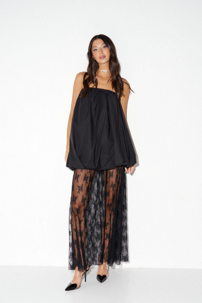 Платье-баллон из хлопка с резинкой и сборкой на верхе ANNETE A3601 - фото 1