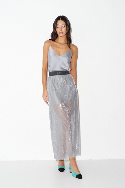 Платье на бретелях из сатиновой ткани с V-образным вырезом ANNETE A3618 - фото 1