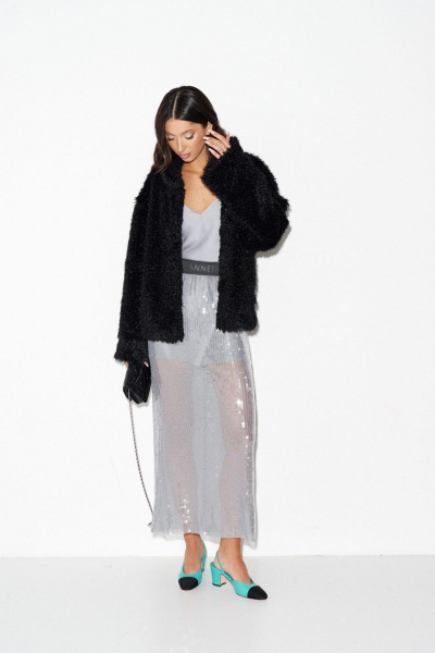 Укороченный жакет из мехового полотна с карманами ANNETE A5349/1 - фото 3