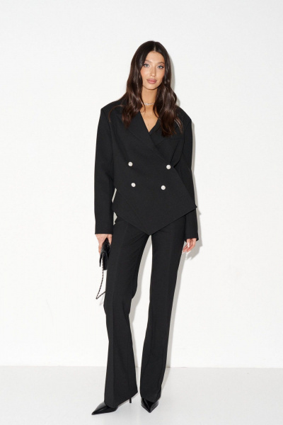 Круглогодичный черный жакет с фигурной застёжкой ANNETE A5398 - фото 1