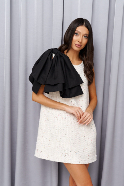 Платье-мини с открытыми плечами и прозрачной тканью ANNETE A3638 - фото 7