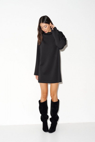 Платье свободного кроя из трикотажа с высокой стойкой ANNETE A3631 - фото 3