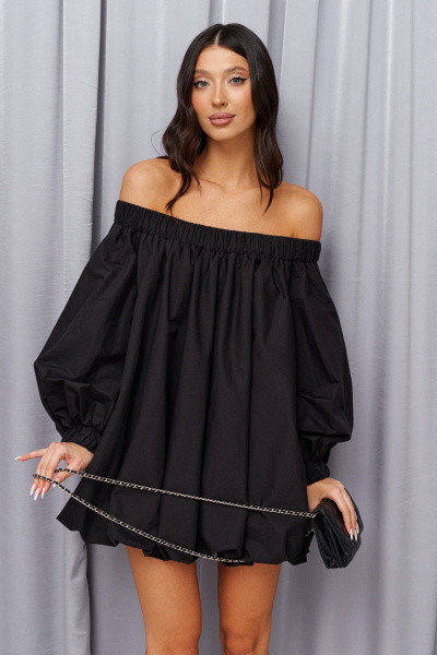 Платье свободного кроя с полуоткрытыми плечами из хлопка ANNETE A3616 - фото 3