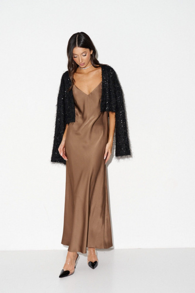 Кардиган из черного ворсистого полотна с пайетками ANNETE A2059 - фото 3