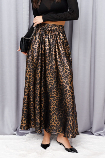Юбка свободного кроя с леопардовым принтом и сборками ANNETE A1375 - фото 7