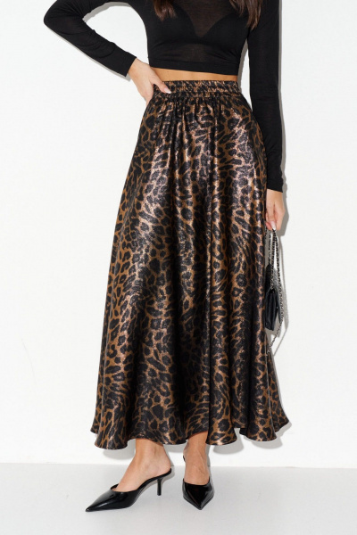 Юбка свободного кроя с леопардовым принтом и сборками ANNETE A1375 - фото 3