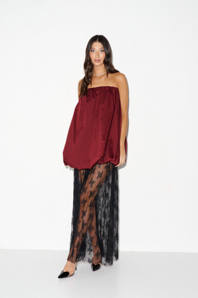 Юбка свободного кроя из сетчатого полотна с вышивкой ANNETE A1392 - фото 5