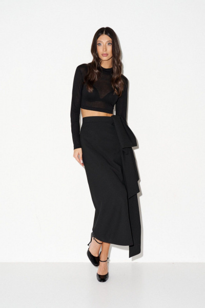 Классическая юбка миди с бантом из косюмной ткани ANNETE A1397 - фото 4