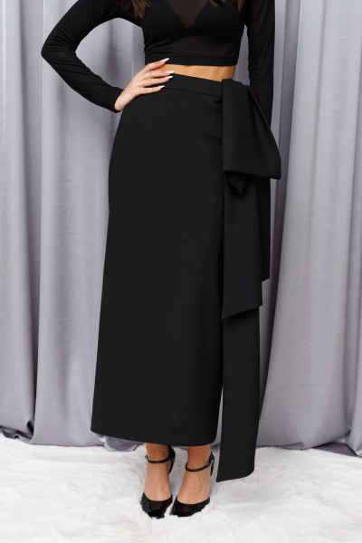 Классическая юбка миди с бантом из косюмной ткани ANNETE A1397 - фото 3
