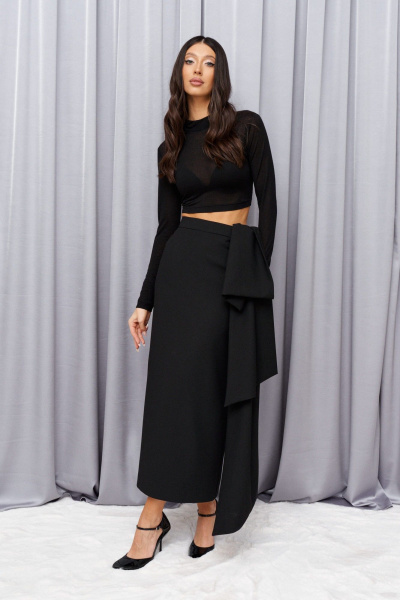 Классическая юбка миди с бантом из косюмной ткани ANNETE A1397 - фото 1