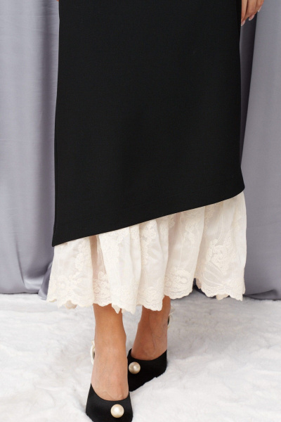 Юбка прямая с разрезом и вышивкой из основной ткани ANNETE A1404 - фото 6