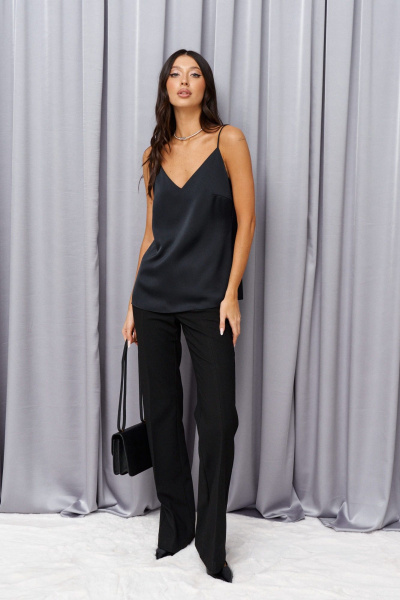 Топ из сатина с вытачками и V-образным вырезом ANNETE A2055 - фото 3