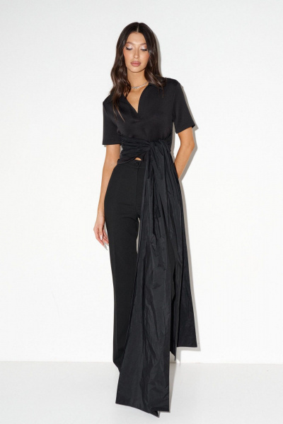 Джемпер из трикотажа с декоративными лентами ANNETE A2054 - фото 8