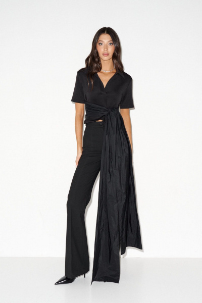 Джемпер из трикотажа с декоративными лентами ANNETE A2054 - фото 4