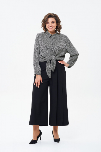Женский деловой комплект блузка и брюки из текстиля Rishelie 974-1 - фото 1