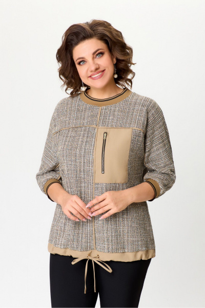 Туника с длиной 66 см из трикотажа в мультиколор DaLi 2471 светлая_олива - фото 1