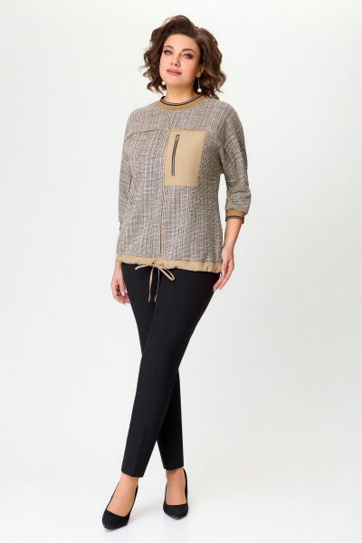 Туника с длиной 66 см из трикотажа в мультиколор DaLi 2471 светлая_олива - фото 2