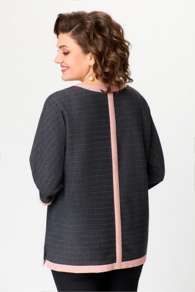 Туника из трикотажа длиной 70 см в сером цвете DaLi 4501 крупная_полоска - фото 4