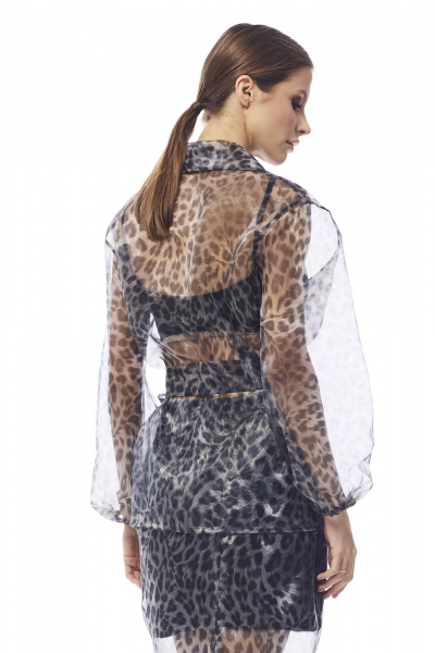 Юбка прямого силуэта из органзы с разрезом DAVA 4206 серый - фото 2