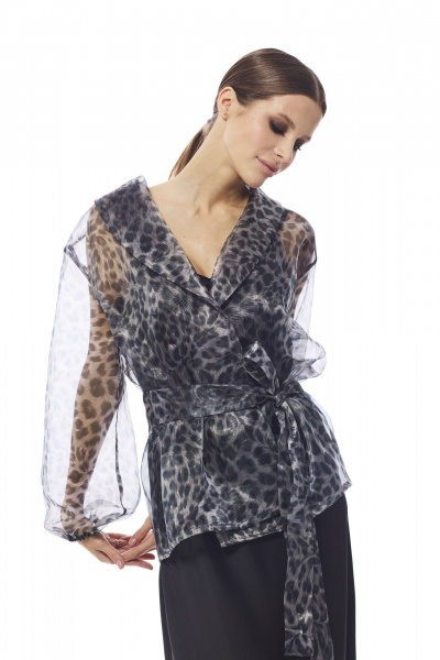 Юбка прямого силуэта из органзы с разрезом DAVA 4206 серый - фото 3