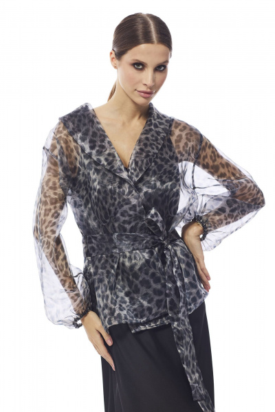 Юбка прямого силуэта из органзы с разрезом DAVA 4206 серый - фото 1