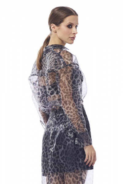 Блуза из органзы с воротником рубашечным для нарядных образов DAVA 4205 серый - фото 7