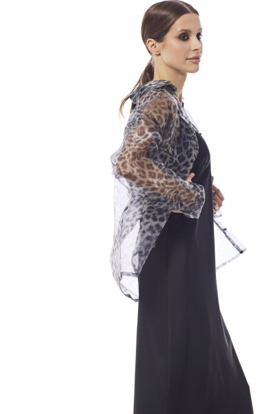 Блуза из органзы с воротником рубашечным для нарядных образов DAVA 4205 серый - фото 4