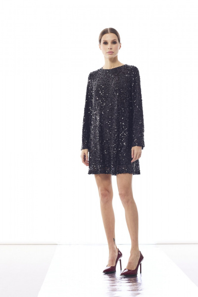 Круглогодичное нарядное платье из пайеток и текстиля DAVA 1211 черный - фото 3
