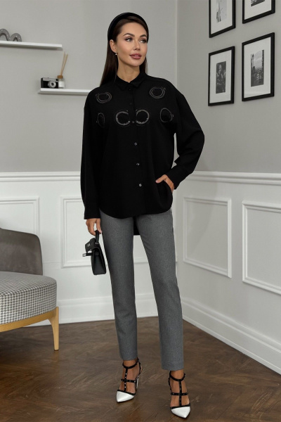 Брюки из текстиля с прямым кроем и наклонными карманами Kaloris 2142 - фото 1