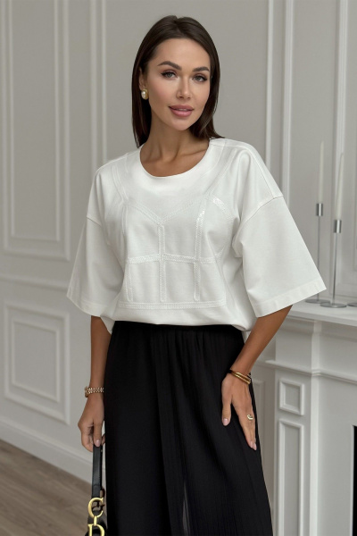 Джемпер с вышивкой пайетками на каждый день Kaloris 2147 - фото 6