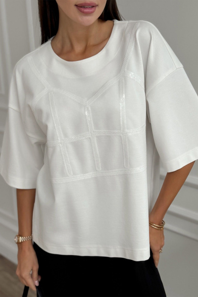 Джемпер с вышивкой пайетками на каждый день Kaloris 2147 - фото 3