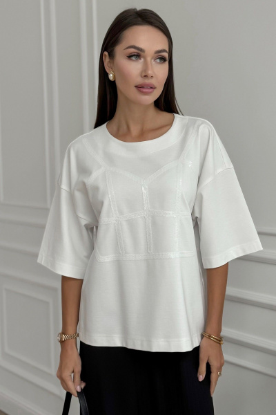 Джемпер с вышивкой пайетками на каждый день Kaloris 2147 - фото 1