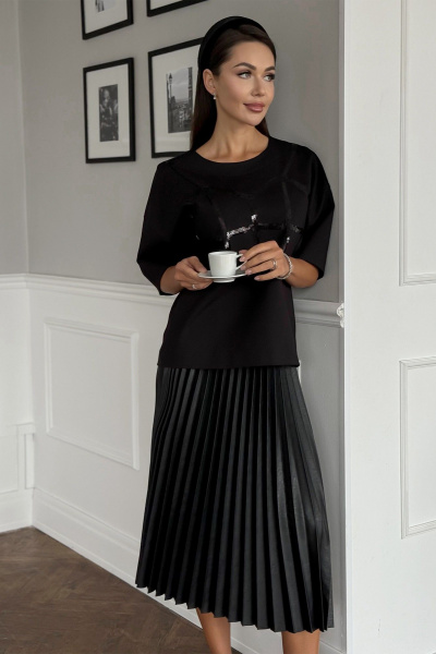 Джемпер с вышивкой пайетками и спущенным плечом Kaloris 2147/1 - фото 8