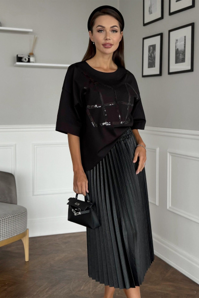 Джемпер с вышивкой пайетками и спущенным плечом Kaloris 2147/1 - фото 5